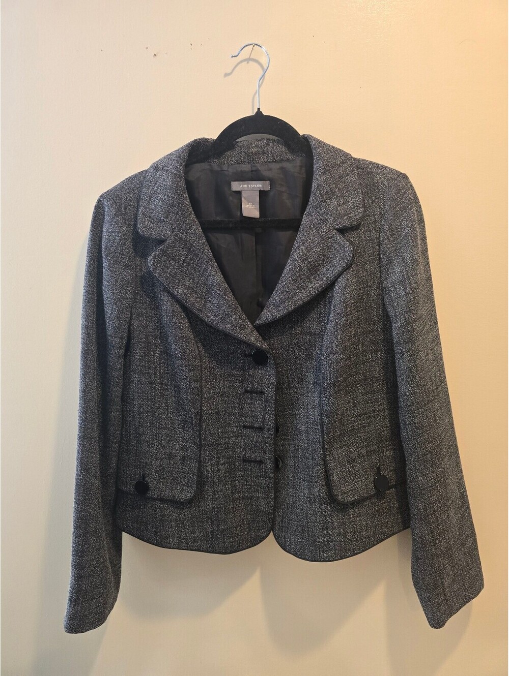 Ann Taylor Women's Gray Tweed Blazer Jacket Size 12